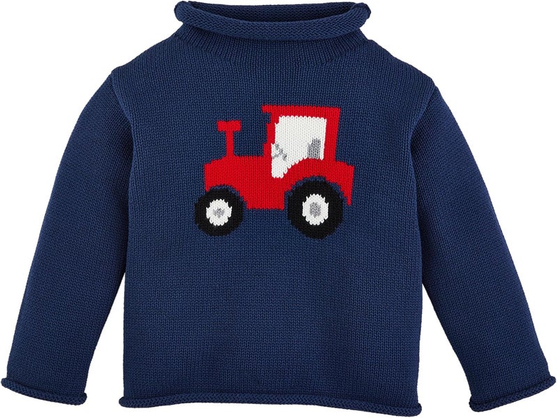 MudPie Unisex-Child Children Tractor Rollneck Sweater - Image 1
